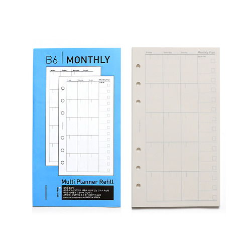 600 B6 MULTI PLANNER REFILL SHEETS (MONTHLY)